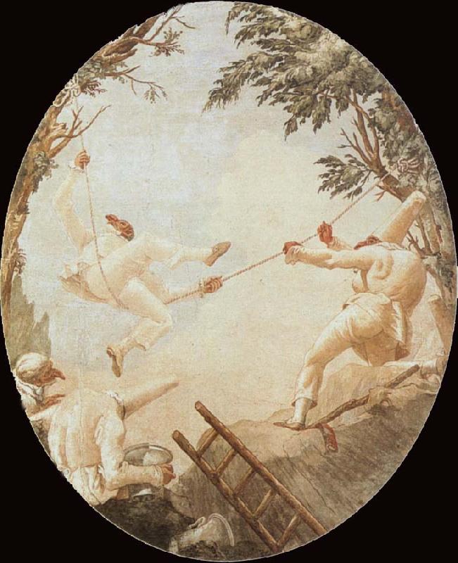 TIEPOLO, Giovanni Domenico Pulcinelle on the Tightrope oil painting image